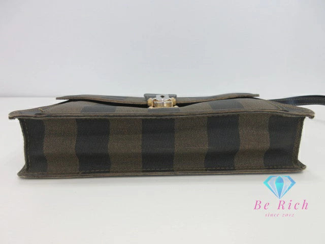 フェンディ FENDI セカンドバッグ クラッチバッグ ペカン ブラック 黒 ブラウン 茶 PVC レザー 手持ち 鞄 【中古】【送料無料】 bk9795