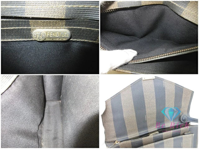 フェンディ FENDI セカンドバッグ クラッチバッグ ペカン ブラック 黒 ブラウン 茶 PVC レザー 手持ち 鞄 【中古】【送料無料】 bk9795