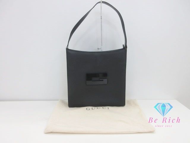 グッチ GUCCI ワン ショルダーバッグ 001.3066 黒 ブラック レザー GG ロゴ セミショルダー ハンドバッグ  鞄 【中古】【送料無料】bk9800