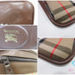 バーバリー BURBERRY クラッチバッグ ポーチ FKO-01 ノバ チェック ブラウン ベージュ キャンバス レザー ロゴ セカンドバッグ ファイルバッグ 手持ち 鞄  【中古】【送料無料】 bk9811