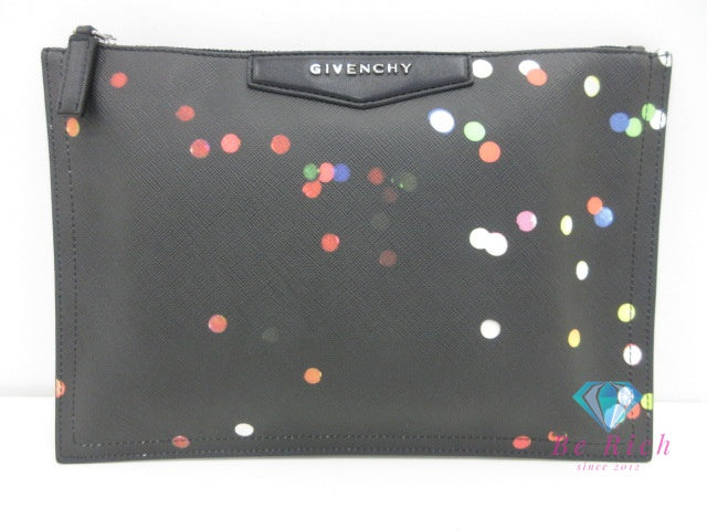 ジバンシィ GIVENCHY クラッチバッグ 黒 ブラック マルチカラー PVC レザー ロゴ セカンドバッグ 手持ち 鞄 ジバンシー 【中古】【送料無料】 bk9826