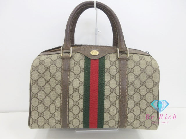 グッチ GUCCI ミニ ボストンバッグ 24.012.3842 GG シェリー オフィディア ロゴ ベージュ PVC レザー ハンドバッグ オールドグッチ【中古】【送料無料】 bk9847