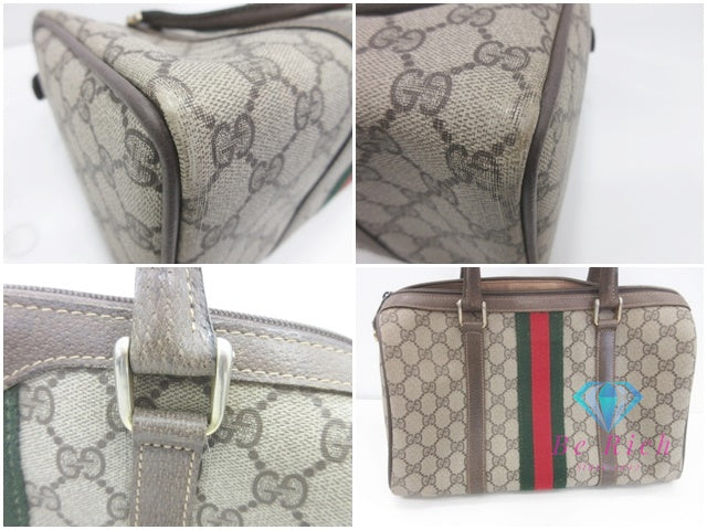 グッチ GUCCI ミニ ボストンバッグ 24.012.3842 GG シェリー オフィディア ロゴ ベージュ PVC レザー ハンドバッグ オールドグッチ【中古】【送料無料】 bk9847