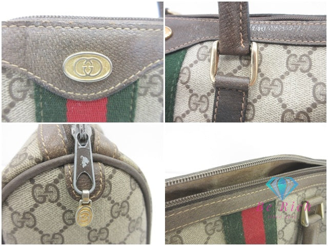 グッチ GUCCI ミニ ボストンバッグ 24.012.3842 GG シェリー オフィディア ロゴ ベージュ PVC レザー ハンドバッグ オールドグッチ【中古】【送料無料】 bk9847