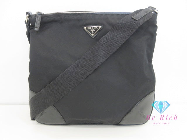 プラダ PRADA 斜め掛け ショルダーバッグ ブラック 黒 ナイロン ポコノ 三角 プレート ロゴ バッグ 鞄 メンズ レディース 【中古】【送料無料】 bk9856