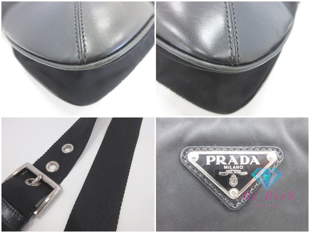 プラダ PRADA 斜め掛け ショルダーバッグ ブラック 黒 ナイロン ポコノ 三角 プレート ロゴ バッグ 鞄 メンズ レディース 【中古】【送料無料】 bk9856