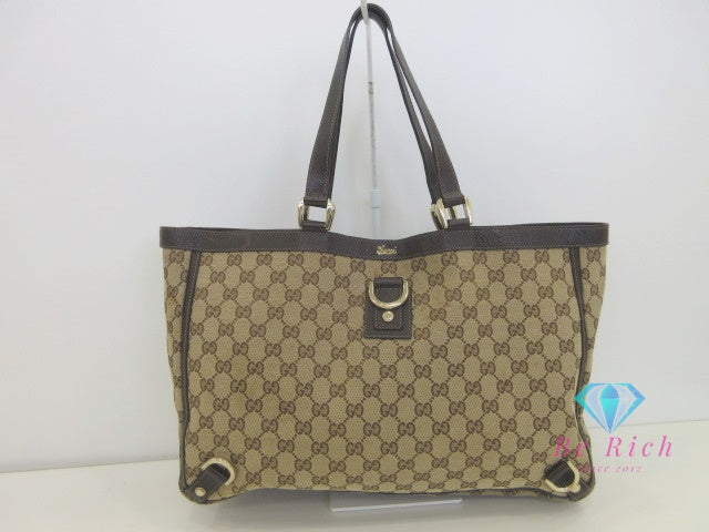 グッチ GUCCI GG トートバッグ 141472 ブラウン キャンバス レザー 肩掛け ハンドバッグ ショルダーバッグ【中古】【送料無料】bk9859