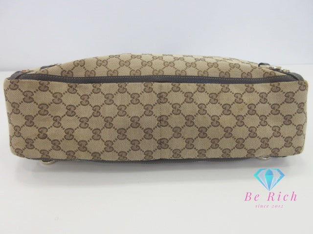 グッチ GUCCI GG トートバッグ 141472 ブラウン キャンバス レザー 肩掛け ハンドバッグ ショルダーバッグ【中古】【送料無料】bk9859