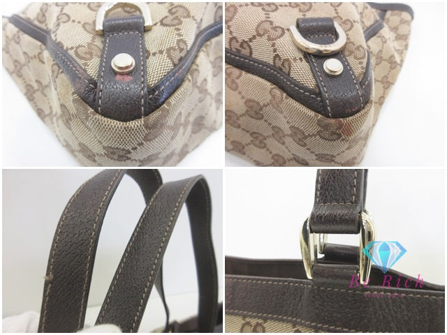 グッチ GUCCI GG トートバッグ 141472 ブラウン キャンバス レザー 肩掛け ハンドバッグ ショルダーバッグ【中古】【送料無料】bk9859