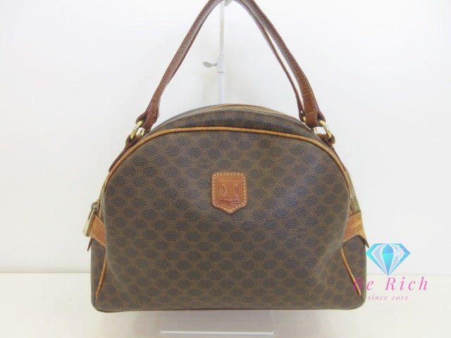 セリーヌ CELINE ハンドバッグ マカダム ブラウン 茶 PVC レザー ブラゾン ロゴ ショルダーバッグ 鞄 【中古】【送料無料】 bk9861