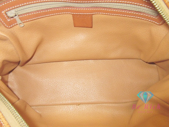 セリーヌ CELINE ハンドバッグ マカダム ブラウン 茶 PVC レザー ブラゾン ロゴ ショルダーバッグ 鞄 【中古】【送料無料】 bk9861