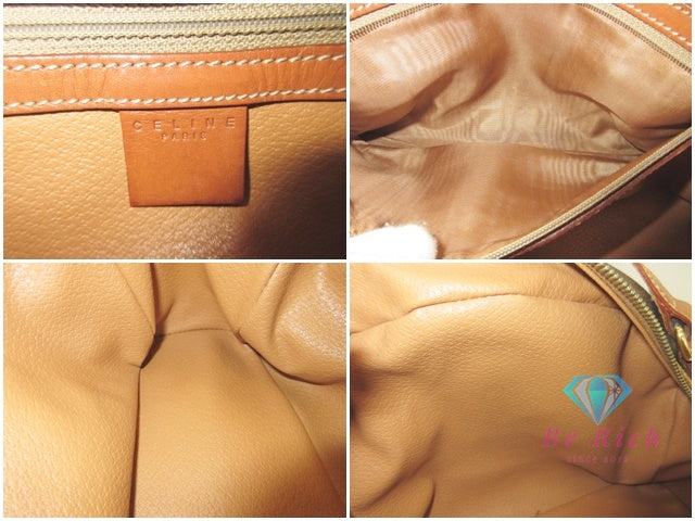 セリーヌ CELINE ハンドバッグ マカダム ブラウン 茶 PVC レザー ブラゾン ロゴ ショルダーバッグ 鞄 【中古】【送料無料】 bk9861