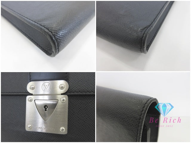ルイ ヴィトン LOUIS VUITTON タイガ ミヌート M31062  黒 アルドワーズ ブラック レザー ロゴ セカンドバッグ クラッチバッグ 【中古】【送料無料】 bk9867