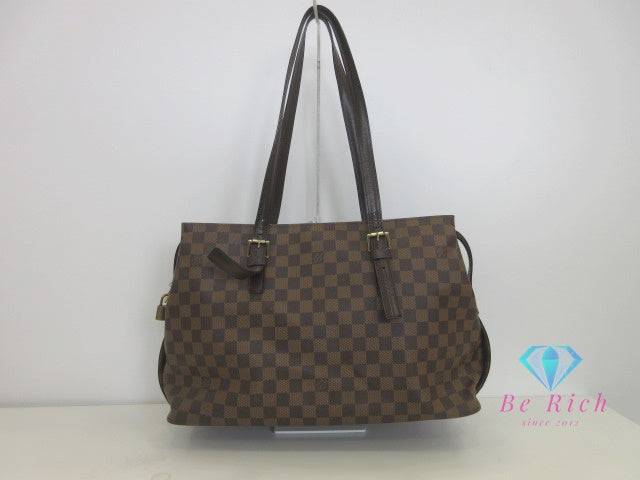 ルイ ヴィトン LOUIS VUITTON トートバッグ ショルダーバッグ ダミエ チェルシー N51119 エベヌ ブラウン 茶 PVC レザー ハンドバッグ 肩掛け バッグ 鞄 メンズ レディース 【中古】【送料無料】 bk9892