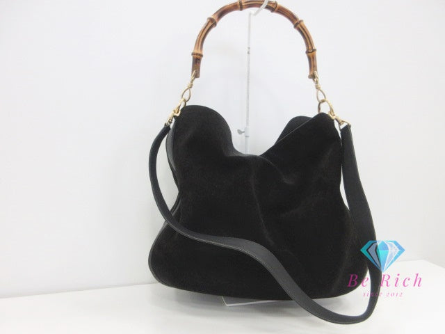 グッチ GUCCI 2way ハンドバッグ ショルダーバッグ 001.0166.1577 バンブー ハンドル ブラック 黒 レザー トート ロゴ 手提げ 肩掛け 鞄 【中古】【送料無料】 bk9895