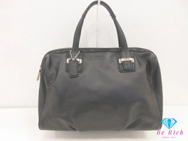 コーチ COACH ニュー テイラー レザー サッチェル ハンドバッグ F25296 ブラック 黒 手提げ 鞄 【中古】【送料無料】 bk9909