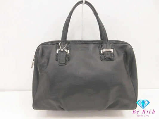 コーチ COACH ニュー テイラー レザー サッチェル ハンドバッグ F25296 ブラック 黒 手提げ 鞄 【中古】【送料無料】 bk9909