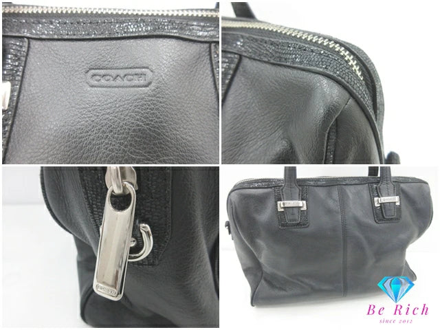コーチ COACH ニュー テイラー レザー サッチェル ハンドバッグ F25296 ブラック 黒 手提げ 鞄 【中古】【送料無料】 bk9909