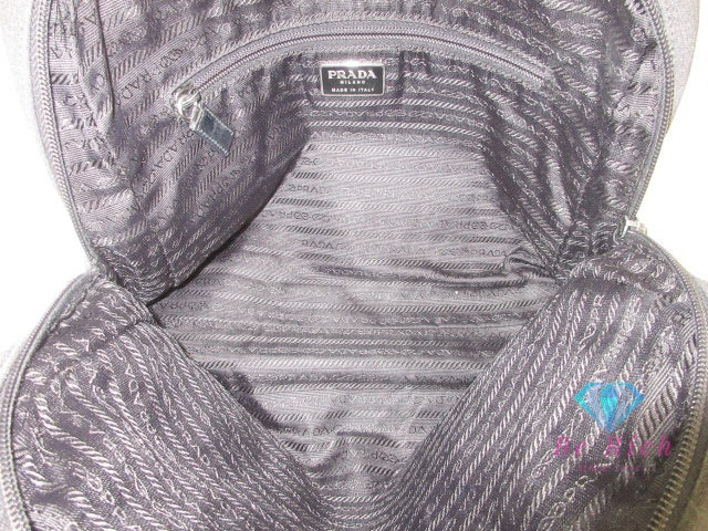 プラダ スポーツ PRADA SPORT ハンドバッグ B9337 黒 ブラック ダーク グレー キャンバス ロゴ ショルダーバッグ 手提げ 鞄 【中古】【送料無料】 bk9915