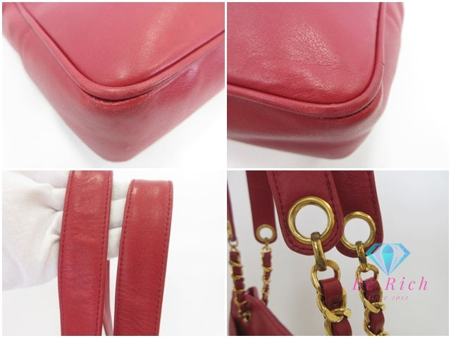 シャネル CHANEL ショルダー トート バッグ レザー 赤 ゴールド 金具 ヴィンテージ ココマーク CC ロゴ 鞄 【中古】【送料無料】 bk9936