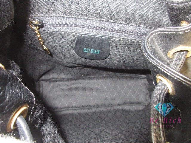 グッチ GUCCI リュック バックパック 003.2058.0030 バンブー 黒 ブラック レザー ロゴ デイバッグ ショルダーバッグ 鞄 【中古】【送料無料】 bk9955