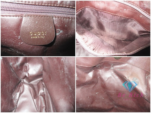 グッチ GUCCI 2way ハンドバッグ ショルダーなし 001.2852.15771 バンブー ダーク ブラウン レザー トート ロゴ 手提げ 肩掛け 鞄 【中古】【送料無料】 bk9986