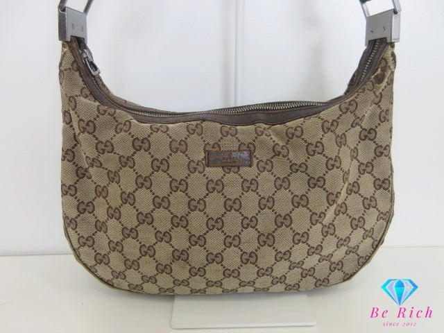 グッチ GUCCI ショルダーバッグ 122790 GG ベージュ 茶 キャンバス レザー ロゴ ホーボー クロズボディ 鞄  【中古】【送料無料】 bk9994