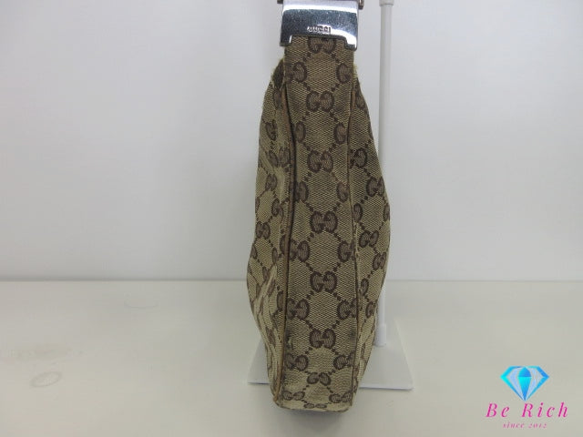 グッチ GUCCI ショルダーバッグ 122790 GG ベージュ 茶 キャンバス レザー ロゴ ホーボー クロズボディ 鞄  【中古】【送料無料】 bk9994
