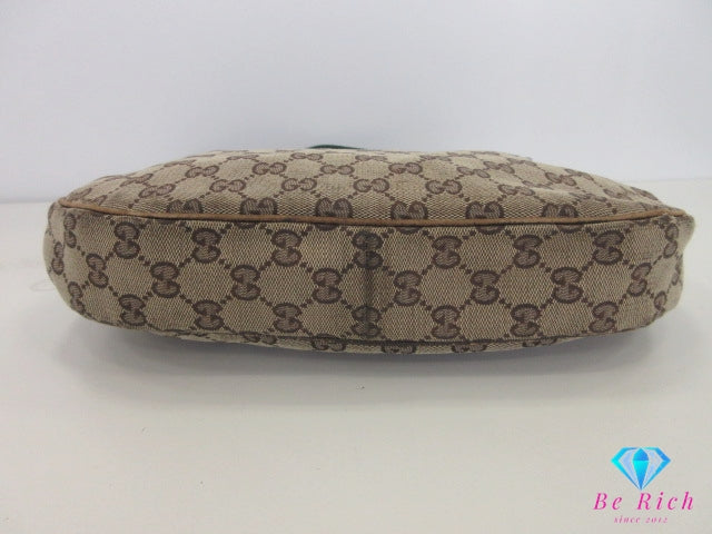 グッチ GUCCI ショルダーバッグ 122790 GG ベージュ 茶 キャンバス レザー ロゴ ホーボー クロズボディ 鞄  【中古】【送料無料】 bk9994