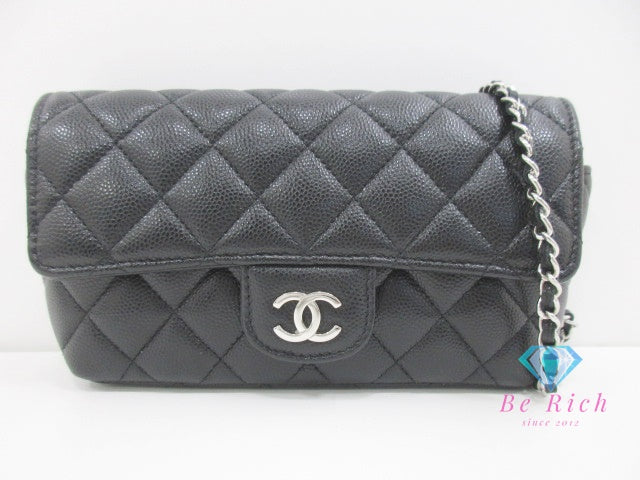 シャネル CHANEL マトラッセ アイウェアケース ショルダーポーチ AP2044 キャビアスキン レザー 黒 ブラック ココマーク CC ロゴ ショルダーバッグ ポシェット  【中古】【送料無料】 bk9997