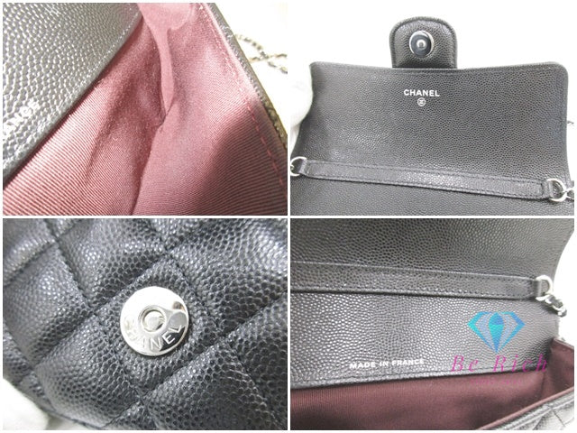 シャネル CHANEL マトラッセ アイウェアケース ショルダーポーチ AP2044 キャビアスキン レザー 黒 ブラック ココマーク CC ロゴ ショルダーバッグ ポシェット  【中古】【送料無料】 bk9997