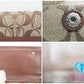 コーチ COACH 三つ折り財布 長財布 42814 プリーテッド シグネチャー チェックブック 付 キャンバス レザー ロゴ 二つ折り財布 ロング ウォレット 【中古】【送料無料】bs2966
