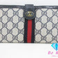 グッチ GUCCI Wホック 長財布 GG ネイビー 紺 シェリー ウェブ ロゴ PVC キャンバス レザー 二つ折り財布 ロング ウォレット オールド ヴィンテージ 【中古】【送料無料】 bs3227