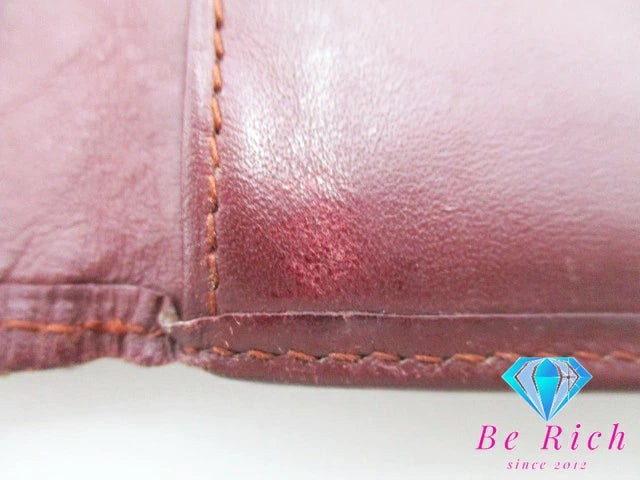 カルティエ Cartier メンズ 長財布 札入れ マスト ライン ボルドー レザー ロゴ 二つ折り財布 ロング ウォレット  【中古】【送料無料】 bs3397