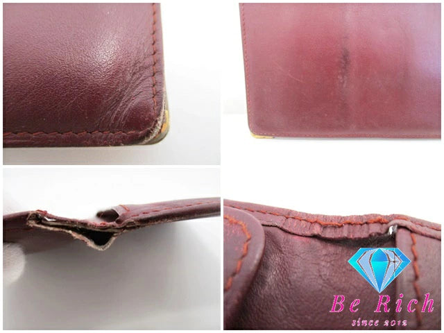 カルティエ Cartier メンズ 長財布 札入れ マスト ライン ボルドー レザー ロゴ 二つ折り財布 ロング ウォレット  【中古】【送料無料】 bs3397