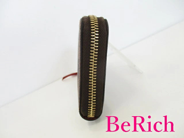 ルイ ヴィトン LOUIS VUITTON ラウンドファスナー 長財布 ダミエ ポルト フォイユ クレマンス N60534 エベヌ スリーズ レッド ロゴ 二つ折り財布 ロング ウォレット 【中古】【送料無料】 bs3400