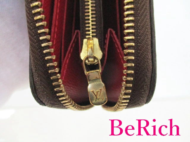 ルイ ヴィトン LOUIS VUITTON ラウンドファスナー 長財布 ダミエ ポルト フォイユ クレマンス N60534 エベヌ スリーズ レッド ロゴ 二つ折り財布 ロング ウォレット 【中古】【送料無料】 bs3400