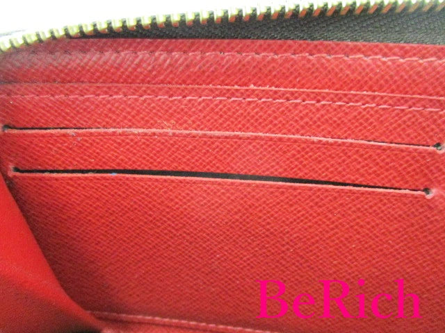 ルイ ヴィトン LOUIS VUITTON ラウンドファスナー 長財布 ダミエ ポルト フォイユ クレマンス N60534 エベヌ スリーズ レッド ロゴ 二つ折り財布 ロング ウォレット 【中古】【送料無料】 bs3400