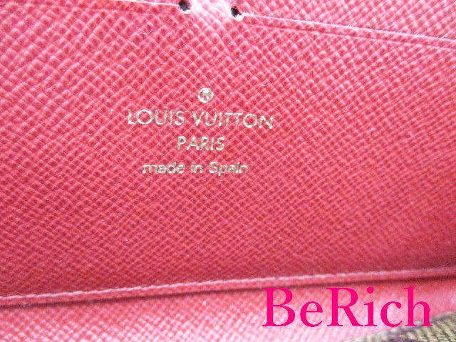 ルイ ヴィトン LOUIS VUITTON ラウンドファスナー 長財布 ダミエ ポルト フォイユ クレマンス N60534 エベヌ スリーズ レッド ロゴ 二つ折り財布 ロング ウォレット 【中古】【送料無料】 bs3400