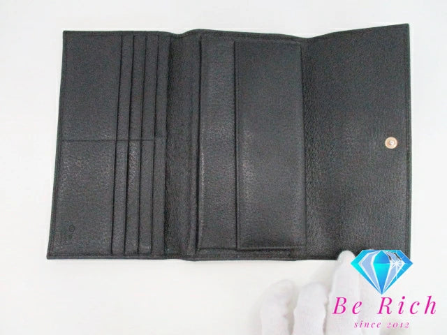 グッチ GUCCI 三つ折り財布 長財布 254586 GG キャンバス レザー ブラック 黒 ロゴ 二つ折り財布 ロング ウォレット 【中古】【送料無料】 bs3425