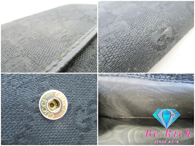 グッチ GUCCI 三つ折り財布 長財布 254586 GG キャンバス レザー ブラック 黒 ロゴ 二つ折り財布 ロング ウォレット 【中古】【送料無料】 bs3425