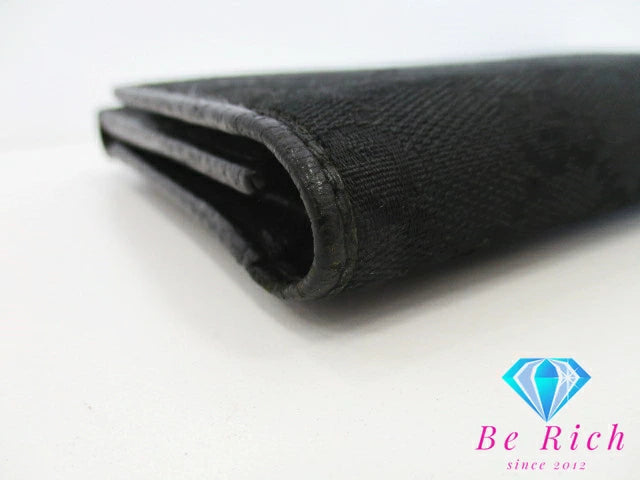 グッチ GUCCI 三つ折り財布 長財布 254586 GG キャンバス レザー ブラック 黒 ロゴ 二つ折り財布 ロング ウォレット 【中古】【送料無料】 bs3425