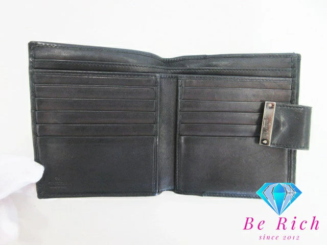 グッチ GUCCI GGキャンバス Wホック 二つ折り 財布 74229 黒 ブラック コンパクト ウォレット メンズ レディース 【中古】【送料無料】bs3435