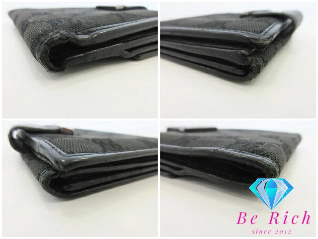 グッチ GUCCI GGキャンバス Wホック 二つ折り 財布 74229 黒 ブラック コンパクト ウォレット メンズ レディース 【中古】【送料無料】bs3435