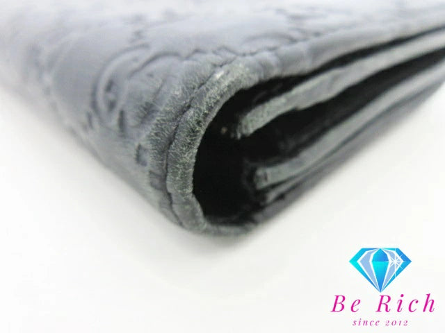 グッチ GUCCI  二つ折り長財布 154257 GG シマ レザー 黒 ブラック  ロングウォレット レディース【中古】【送料無料】bs3440