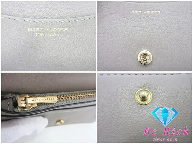マークジェイコブス MARC JACOBS 二つ折り財布 S174L03FA22 ザ スリム 84 スモール バイフォールド ウォレット セメント グレー ゴート レザー ロゴ 二つ折り財布 コンパクト ミニ   【中古】【送料無料】 bs3441