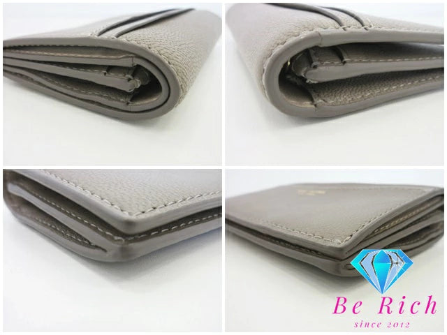 マークジェイコブス MARC JACOBS 二つ折り財布 S174L03FA22 ザ スリム 84 スモール バイフォールド ウォレット セメント グレー ゴート レザー ロゴ 二つ折り財布 コンパクト ミニ   【中古】【送料無料】 bs3441