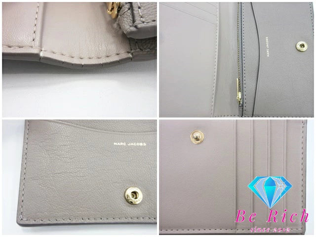 マークジェイコブス MARC JACOBS 二つ折り財布 S174L03FA22 ザ スリム 84 スモール バイフォールド ウォレット セメント グレー ゴート レザー ロゴ 二つ折り財布 コンパクト ミニ   【中古】【送料無料】 bs3441