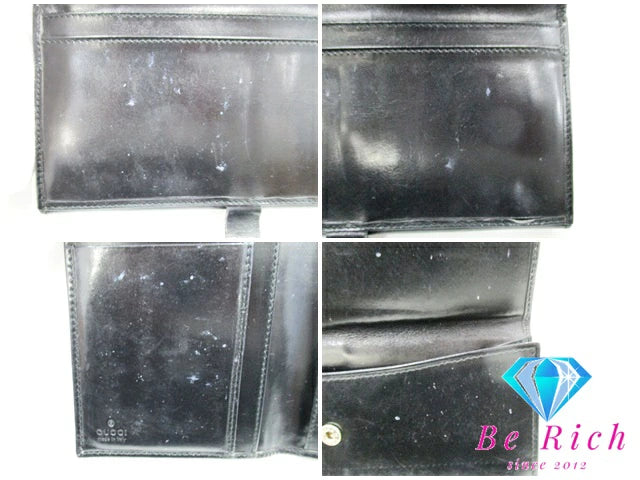 グッチ GUCCI 二つ折り 長財布 035.1323.2062 レザー 黒 ブラック GG ロゴ ロング ウォレット  【中古】【送料無料】bs3467