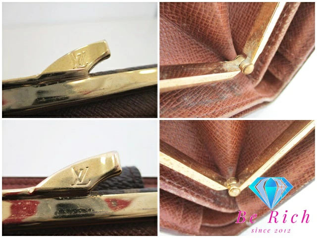 ルイ ヴィトン LOUIS VUITTON がま口 二つ折り財布 モノグラム ポルト フォイユ ヴィエノワ M61674 ロゴ 中財布 ミディアム コンパクト ウォレット 【中古】【送料無料】 bs3489
